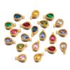 10pcs Stainless Steel Colorful Rhinestone Waterdrop Charms for Earrings Pendant Necklace DIY Jewelry Making Clothing Accessories