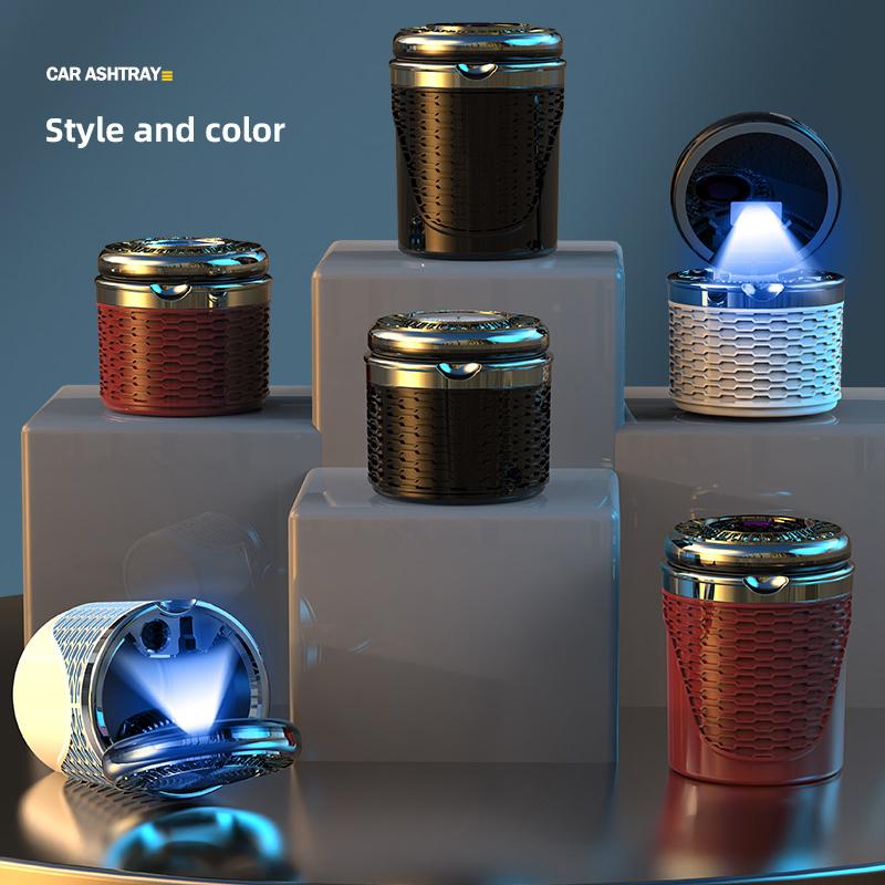 Volkswagen Car LED Ashtray Flame Retardant Ashtray For VW Golf GTI Passat b6 Polo Atmosphere Light CarCigarette Ash Cup keychain zf0