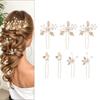 7PCS Golden Leaf Pearls Hairpin For Women Elegant Hair Styling Accessory Strong Hold Wedding Party Headpiece Photo Wear
