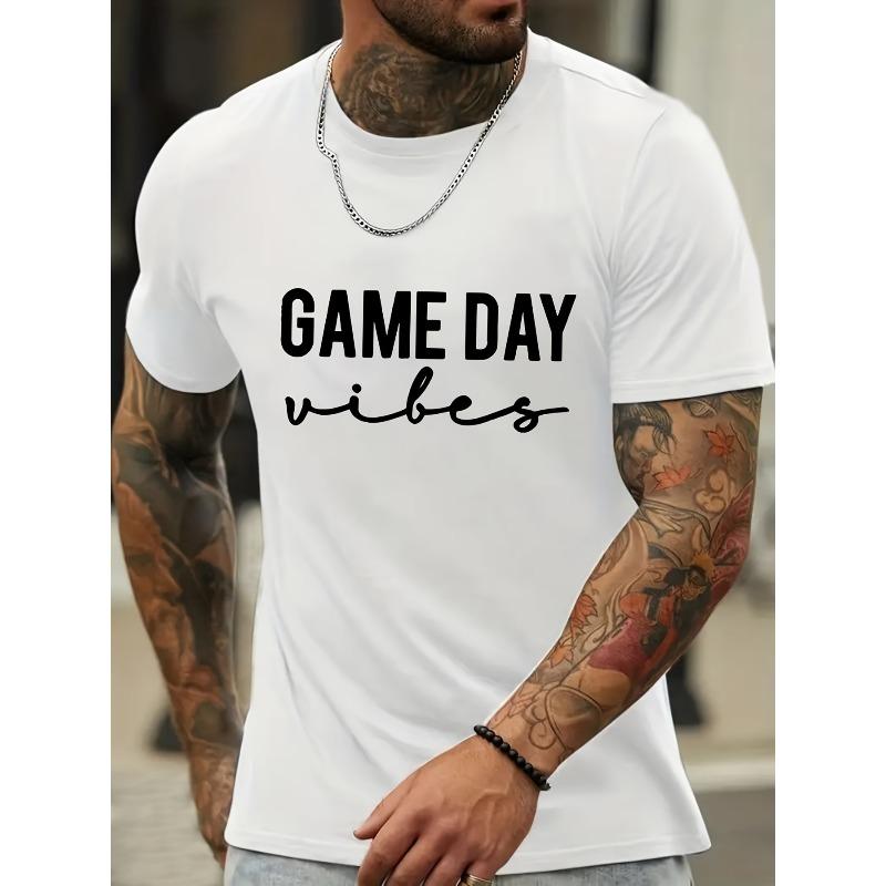 Vibes Print, Men's Novel Graphic Design T-shirt, Casual Comfy Tees For Summer, Men's Clothing Tops For Daily Activities