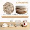 Set de 8 bucăți Substanțe absorbante pentru băuturi, Substanțe minimaliste din bumbac țesute Masă de cafea Decor Boho Cute Cup Coasters