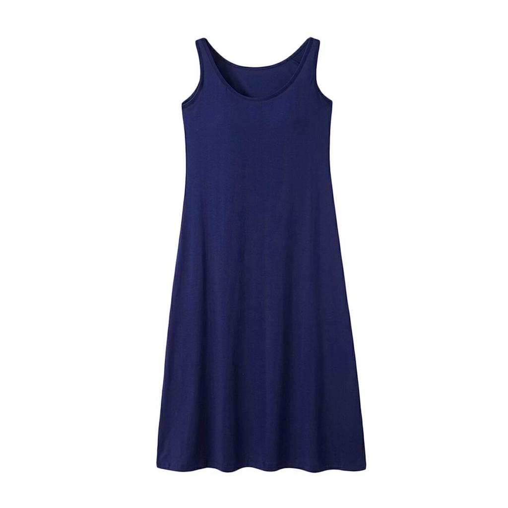 Karly Shop Sleeveless Dress with Perfect for Long Plus Navy Women's Cups, Loungewear, Length, Sizes, Spring/Summer, Rr77, 5L,