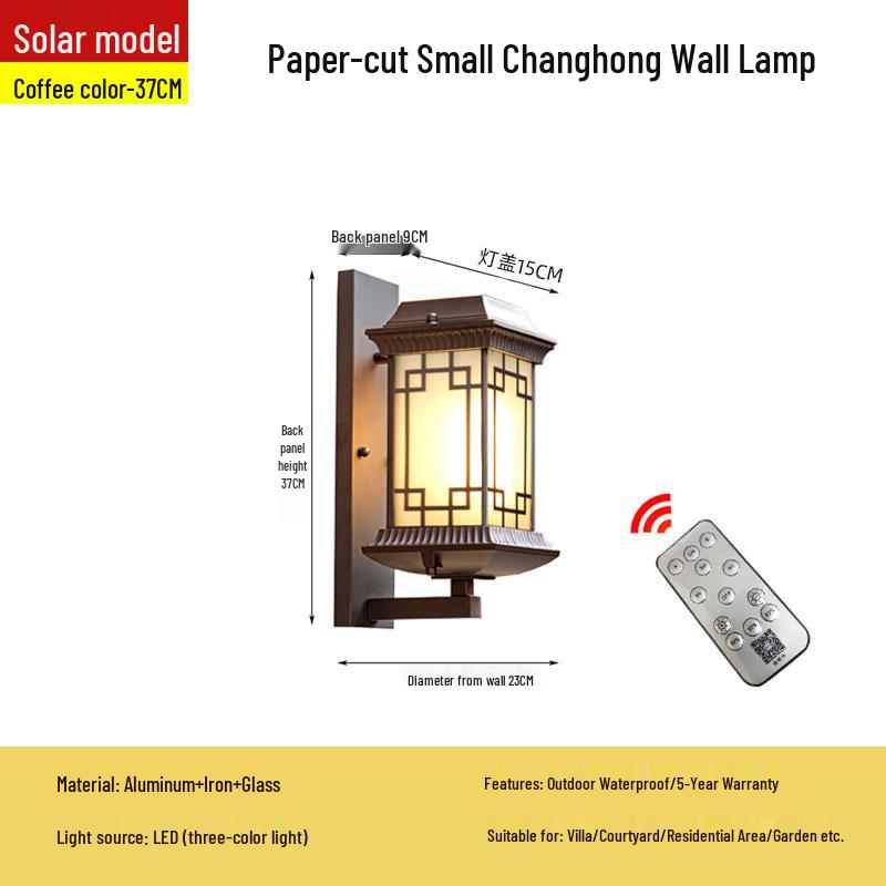 New Chinese Solar Waterproof Wall Lamp for Villas, Courtyards, Aisles, Balconies, and Stairways