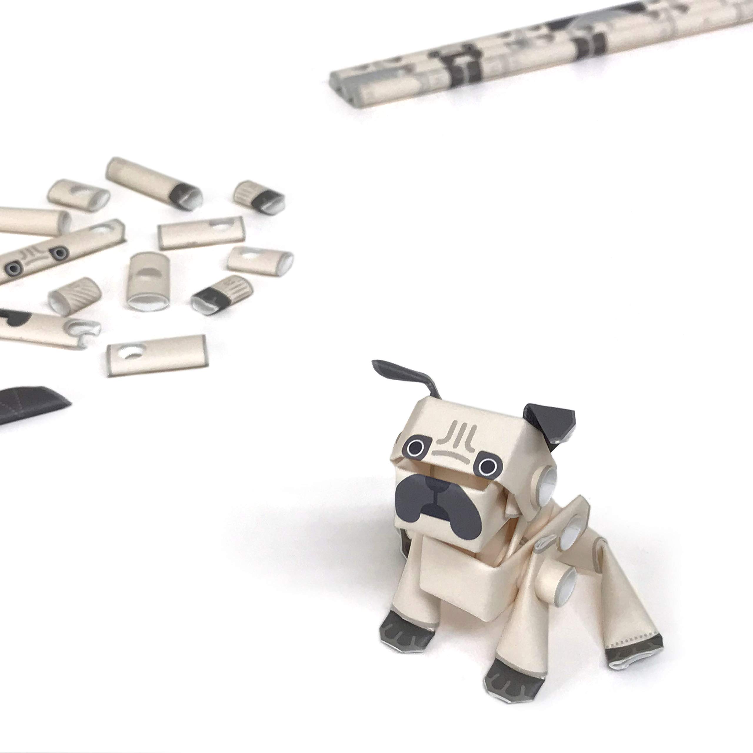 

PIPEROID Animals Dog Series Pug A paper craft kit that can be enjoyed by elementary school children to adults Perfect for boys and girls who love - -