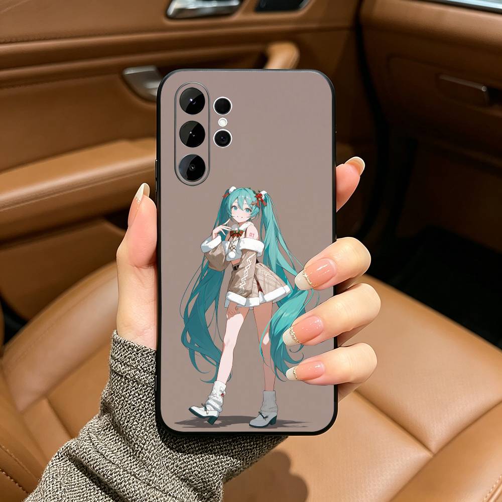 Anime H-Hatsune Miku Black Soft Silicone Phone Case for Samsung Ultra S25, S24, S21, S22, S23, S30, Plus, FE, Lite