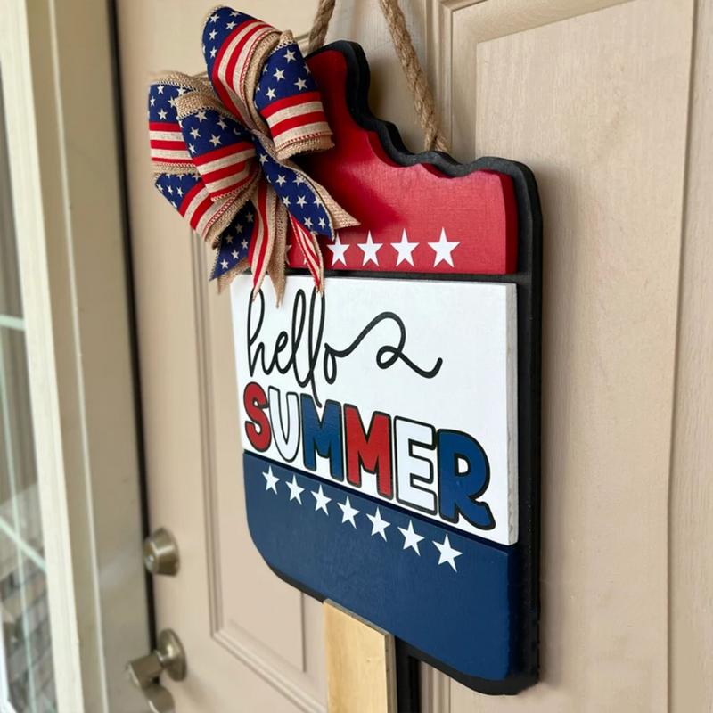 Hello Summer Door Sign Ice Cream Shape Hello Summer Decor Colorful Independence Day Decorations Front Door Summer Signs For Home