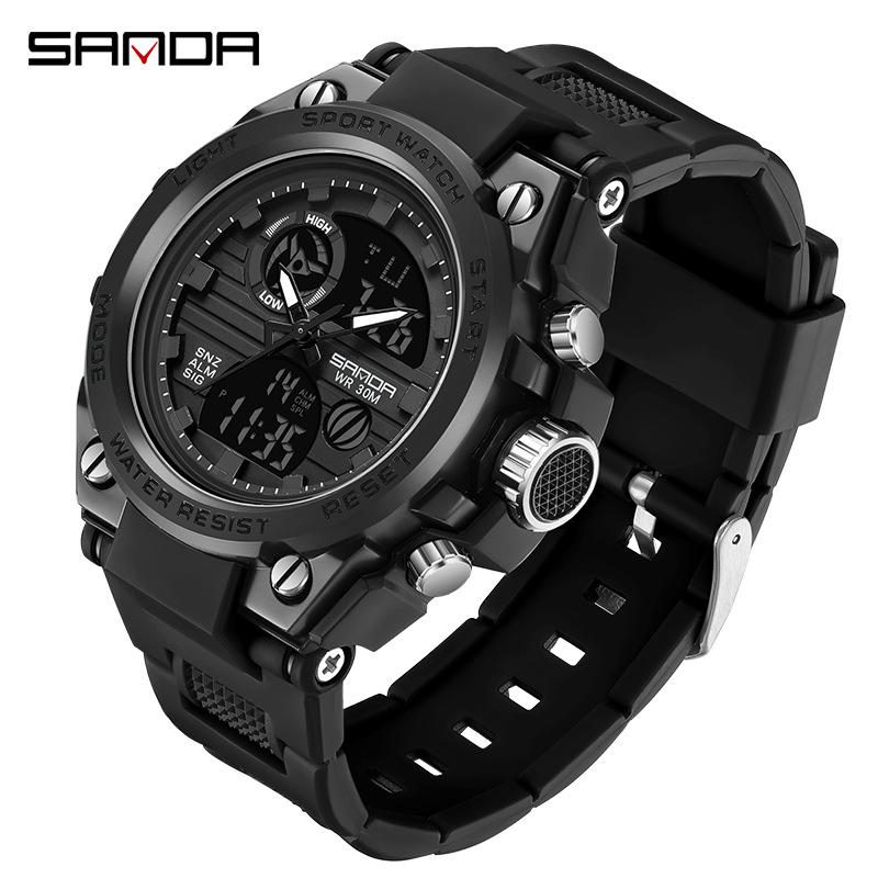 SANDA Fashion Trend Electronic Watch Multifunctional Waterproof Wristwatch