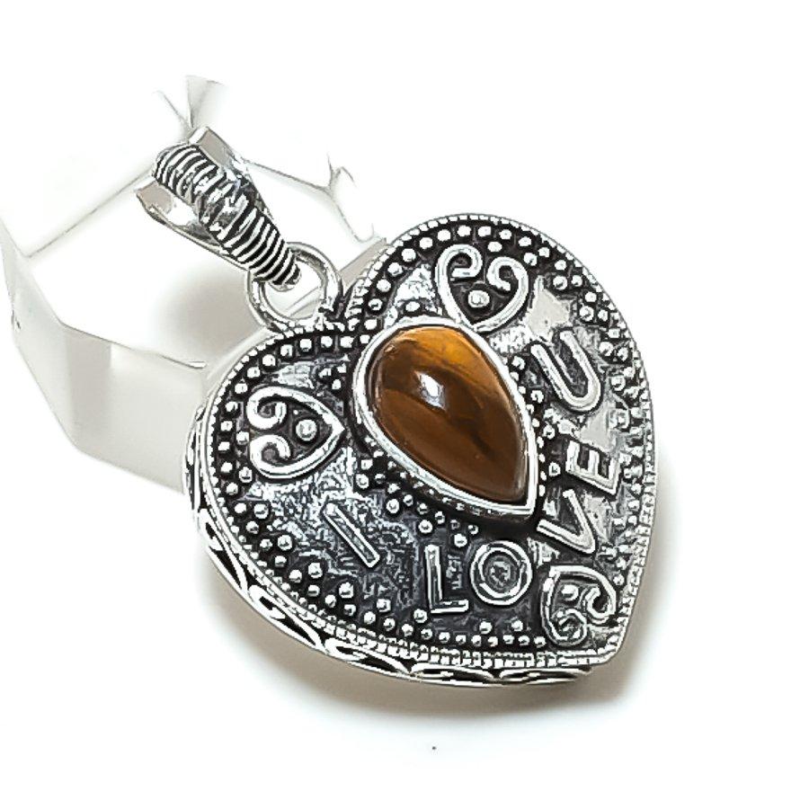

Tiger Eye Ethnic 925 Sterling Silver Jewelry Pendant 1.46 F1K97