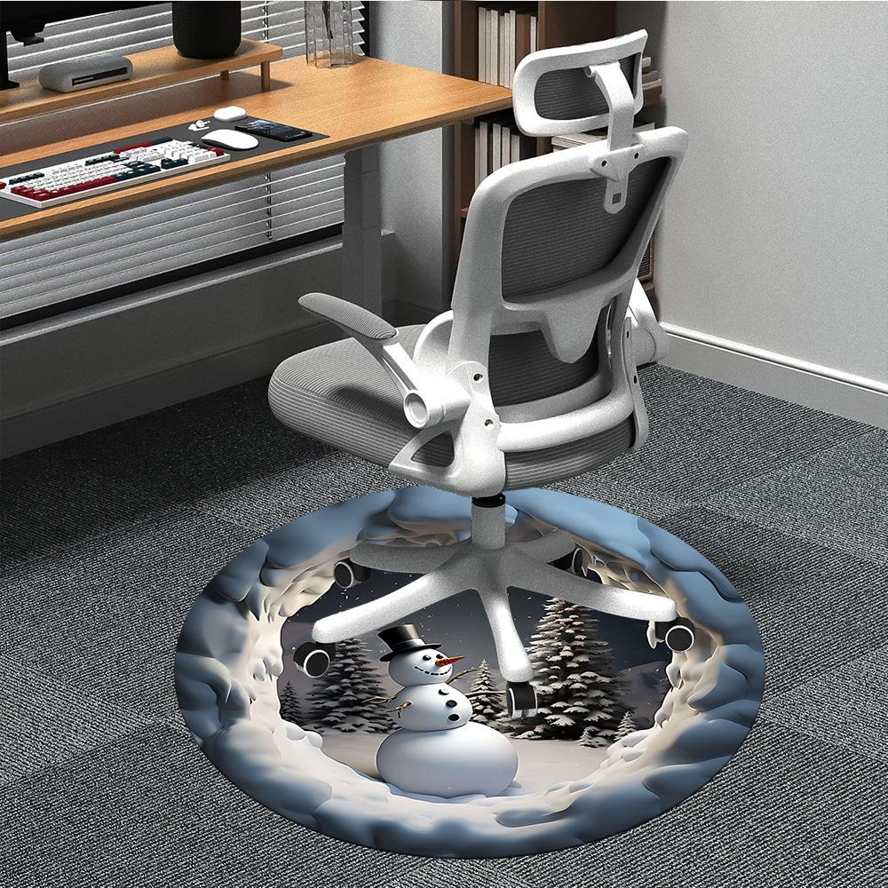 

1pc Snowman Winter Scene Chair Carpet for Office, Soft, Non-Slip Polyester Mat, Office, Entryway, Living Room, Bedroom, yy251207222 80cm by 80cm