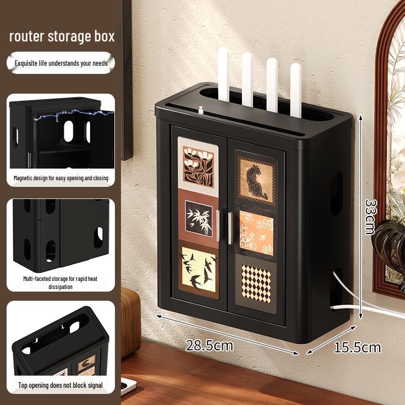 

No-Drill Wall-Mounted Router & Modem Storage Shelf with Power Strip Holder Standard Size