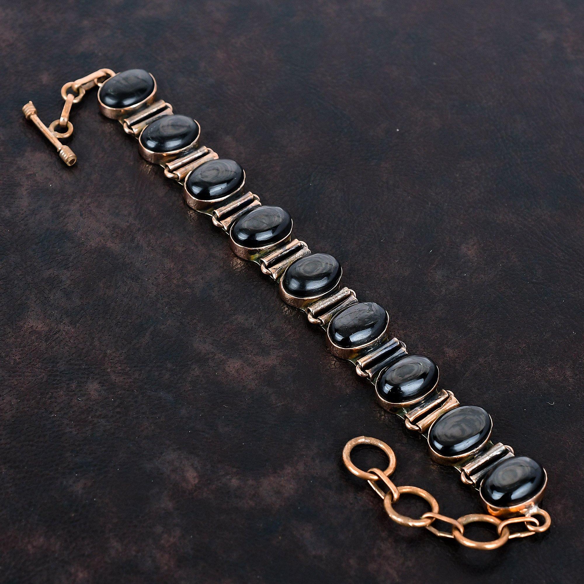 

Hypersthene gemstone bracelet copper bracelet adjustable chain bracelet handmade dainty bracelet very pretty copper jewelry gifts for women Adjustable
