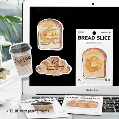 Set di Blocchetti Adesivi Infeelme Caffè e Pane - Serie Bel Tempo (30 Fogli, 4 Disegni)