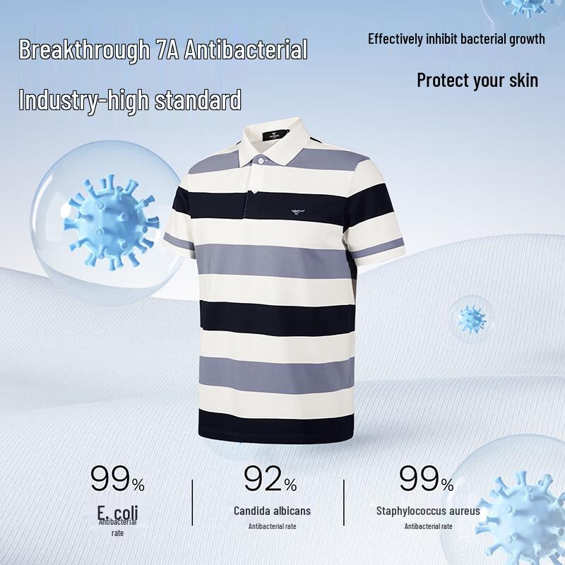 SEPTWOLVES Herren 7A Antibakterisches Gestreiftes Cool-Touch Poloshirt