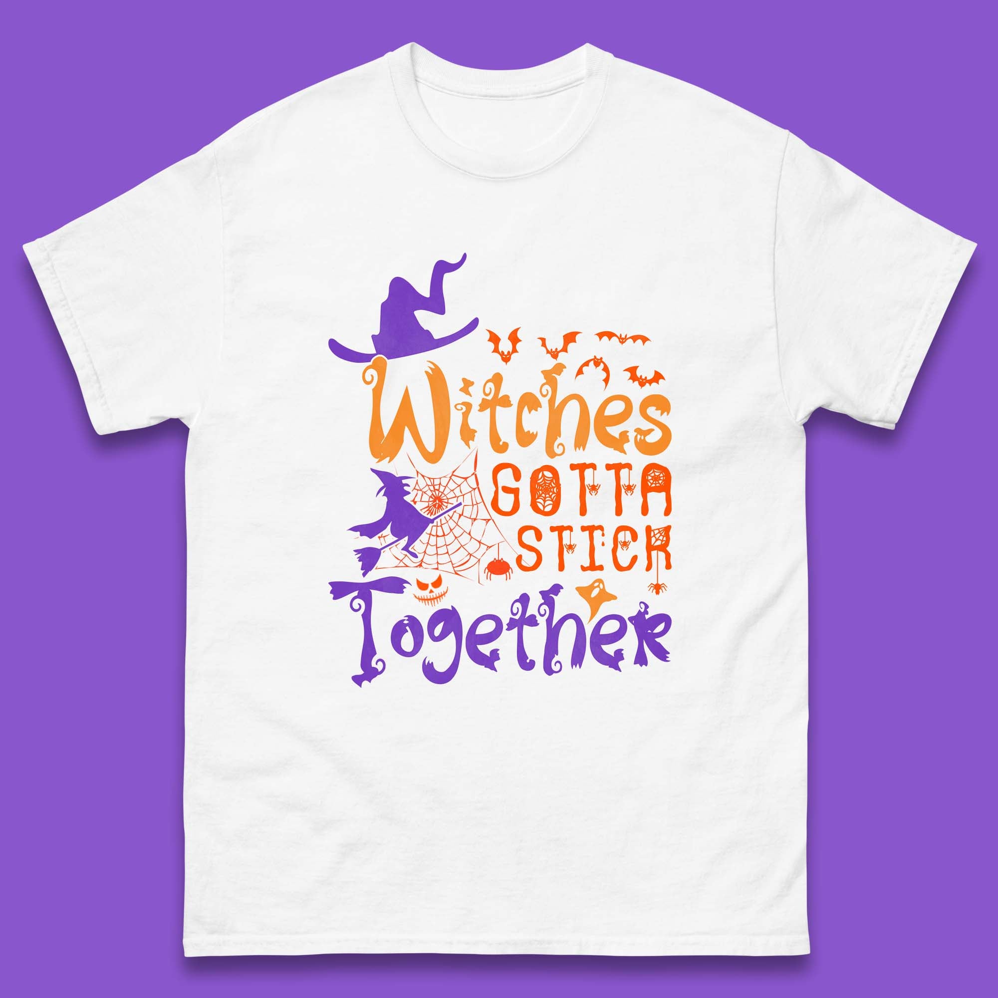Witches Gotta Stick Together Funny Halloween Witchy Mens Tee Top L