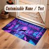Cat Theme Crystal Velvet Floor Rug Personalized Custom Name Text Warm Carpet Home Decoration