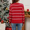 BITCED Knitted Base Layer Loose-Fit Sequined Embroidered Santa Claus Festive Striped Pullover