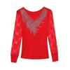 Women's Spring/Fall Custom-Fit Slimming Base Layer Top with Lace V-Neck Mesh Long Sleeves