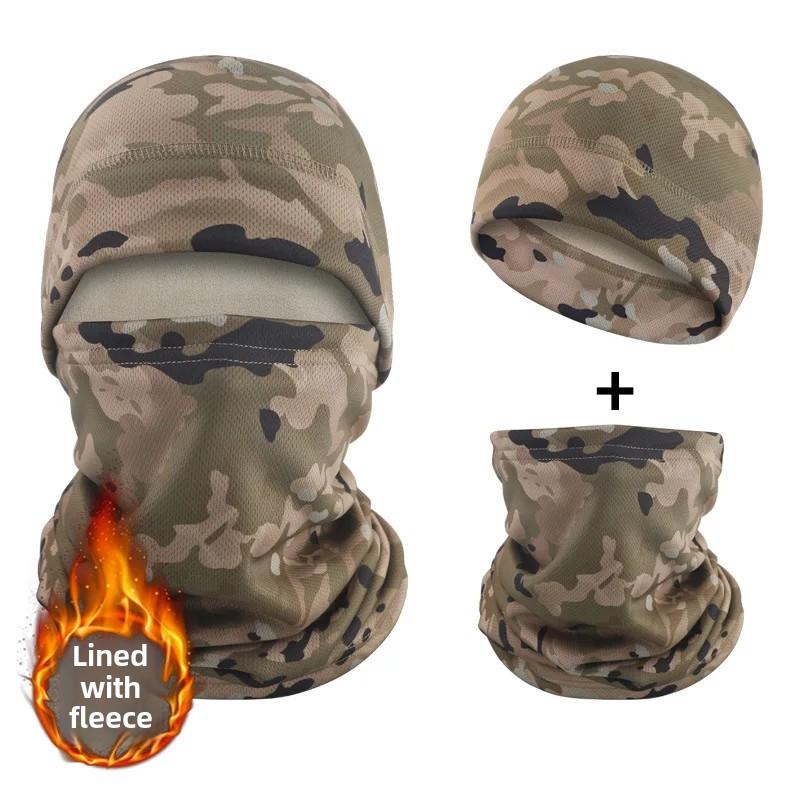 Winter Camouflage Fleece-lined Scarf Thickened Outdoor Headcover Warm Face Mask Riding Small Cap Thermal Headset