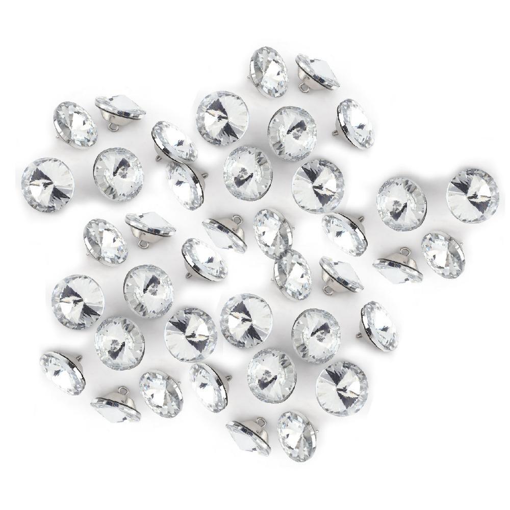 50PCS Clear Rhinestone Rhinestone Crystal Buttons Round Shape Metal Loop DIY Craft Buttons 20MM 25MM Upholstery Buttons