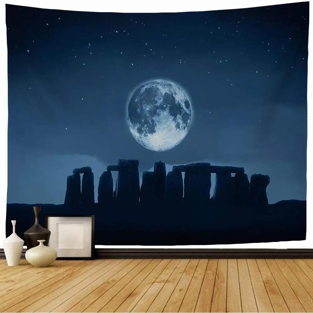 Full Moon Tapestry Galaxy Tree Starry Sky Mystic Psychedelic Art Tapestry bedrooms macrame wall hanging room decor aesthetic