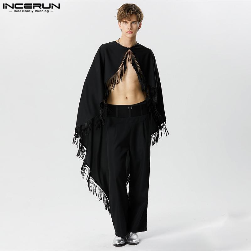 

INCERUN Мужские плащи с кисточками, повседневные свободные вечерние топы