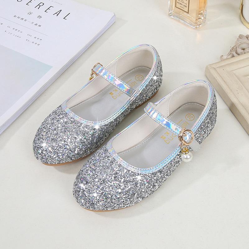 Girls' Sequined Princess Shoes - Spring/Autumn, Ballet Flat for Dance, Catwalk, or Evening Dress.