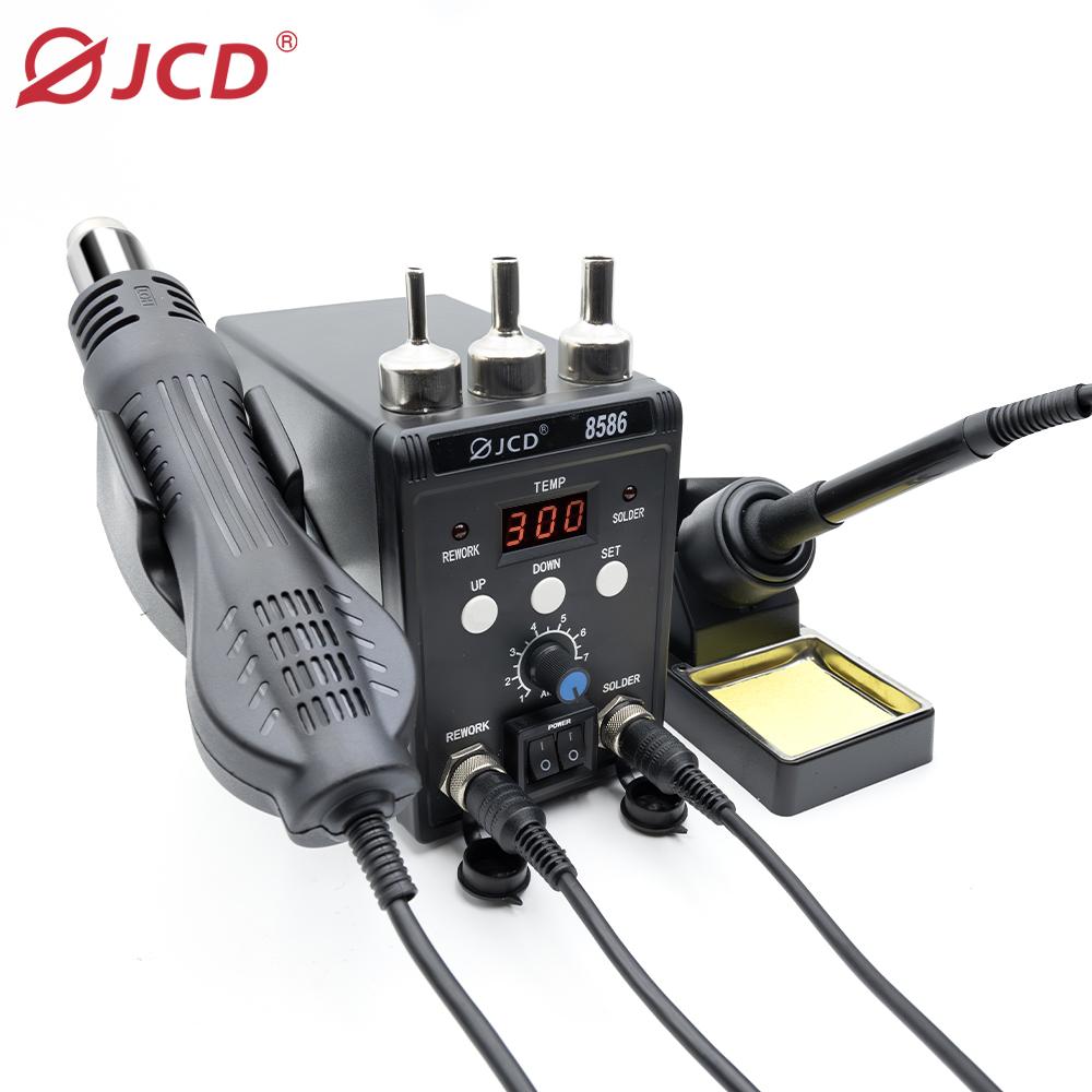 Pájecí stanice JCD 8586 Svařovací horkovzdušná pistole + elektrická páječka 2 v 1 LCD digitální displej Nástroj na opravu svářecího zařízení