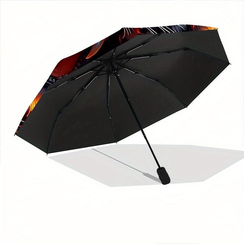1pc Flaming Tiger Design Automatic Opening and Closing Umbrella - Lightweight 3-Fold Design, Suitable for Fans, Travel, Daily Use, Interesting Sh