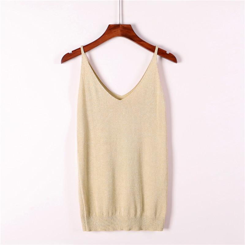 Shiny Sequined Knitted Women's Camisole Vest Top
