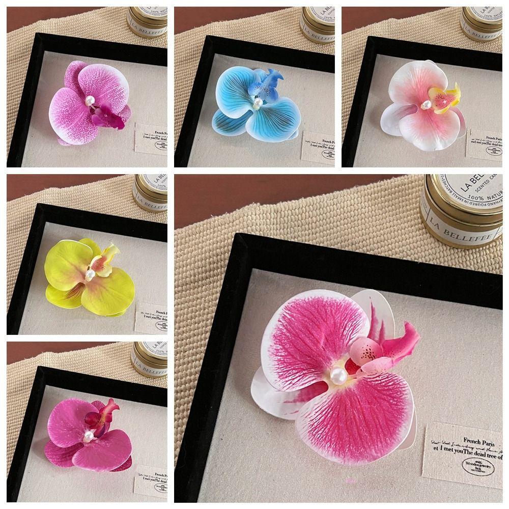 Cloth Flower Hair Clip Butterfly Orchid Pearl Orchid Flower Hairpin Duckbill Clip Korean Style Girl Hair Clip