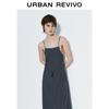 UR Women's Drawstring Cross Strap Slit Back Dress
