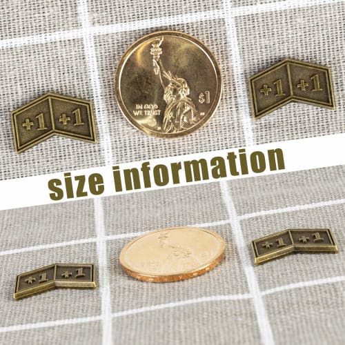 40 Antique Metal Buff Counter Tokens with Velvet Bags, Magic the Gathering Tokens, Creatures, Stats or Loyalty Counters, MTG CCG Card Game Accessories