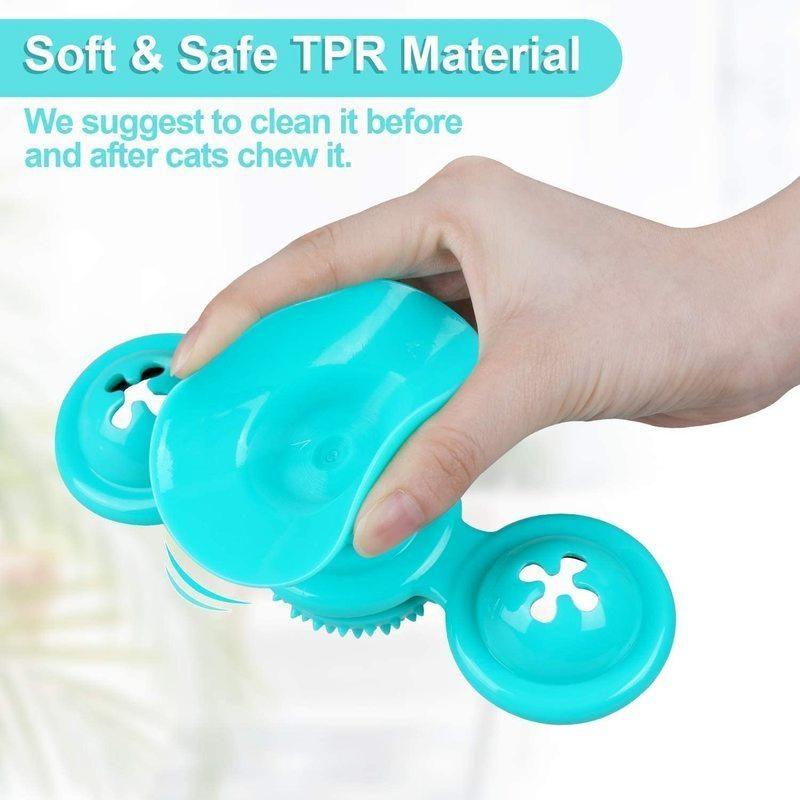 Cat Windmill Toy Funny Massage Rotatable Cat Toys with Catnip LED Ball Teeth Cleaning Pet Products