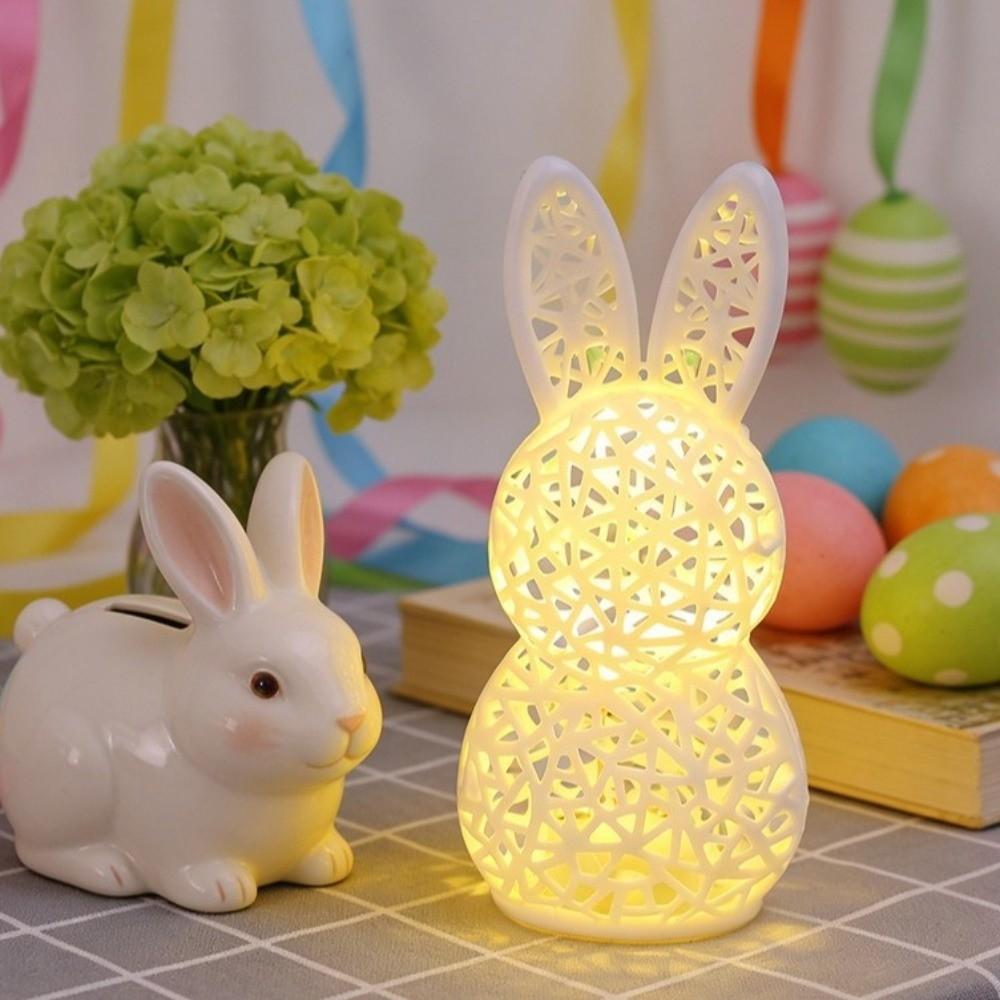Cartoon 3D Printed Easter Rabbit Lamp Cute Lightweight Easter Atmosphere Light Plastic LED Easter Bunny Ornament