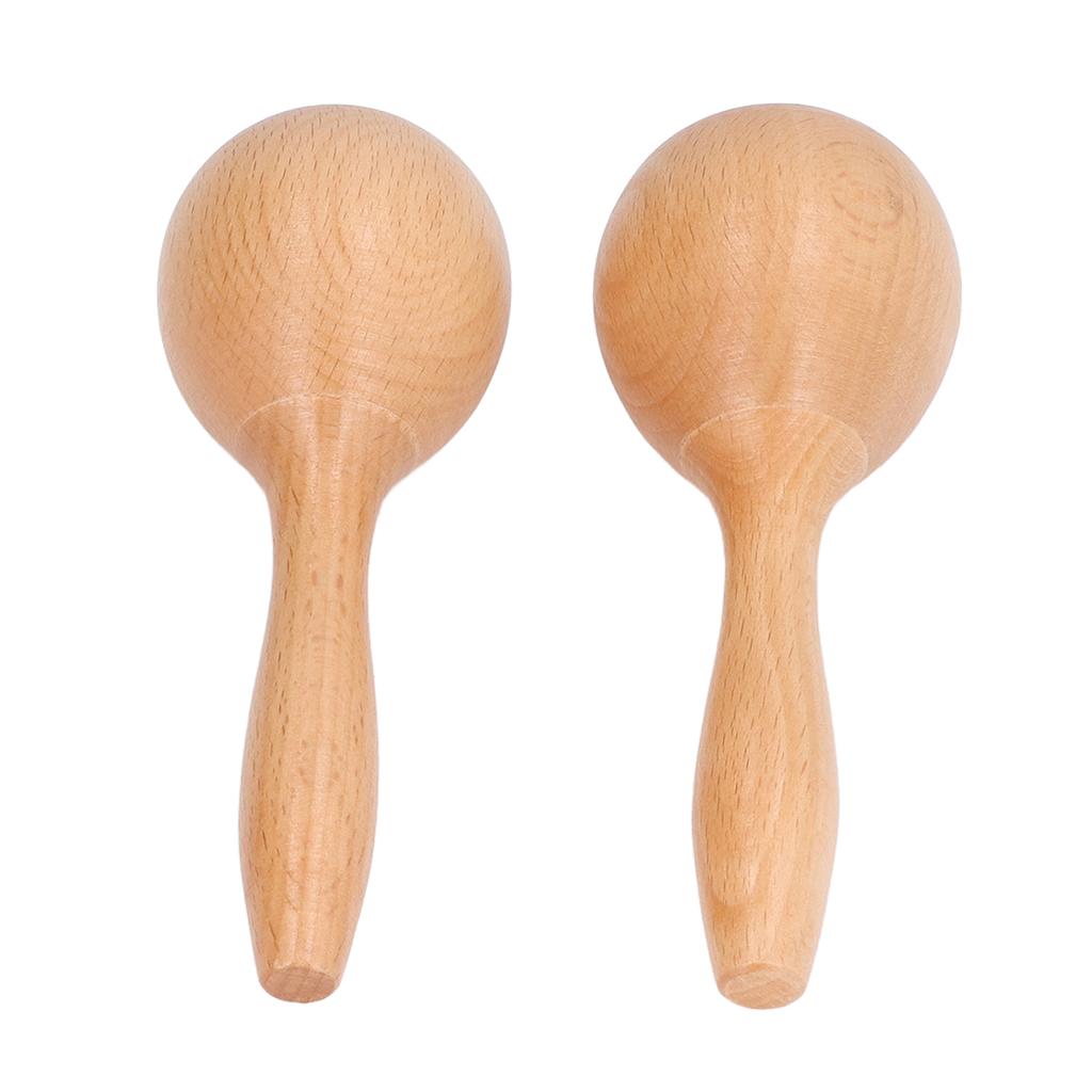 2pcs Maracas Hand Percussion Clear Sound Glossy Appearance 14x5x5cm Beech Wood Material Maracas Instrument for Parties