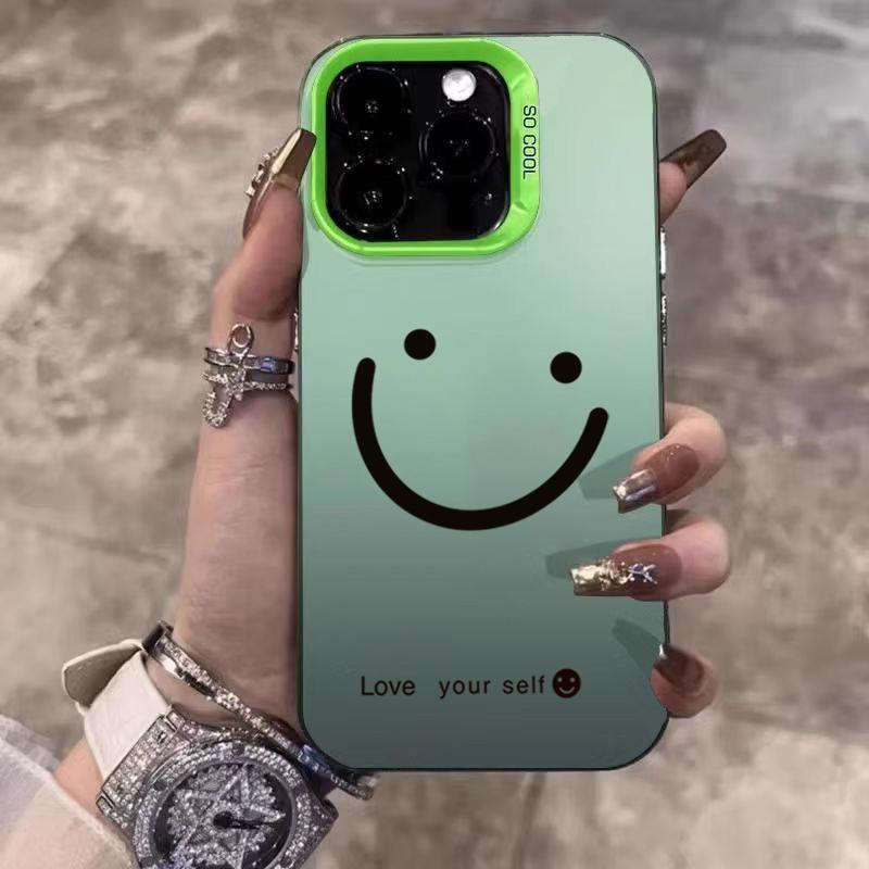 Lachende Wangen Galvanisiert Silber IMD Handyhülle Für iPhone 17 16 15 14 13 12 11 Pro Max 17 Air 16E X XS XR Matt Bumper Abdeckung