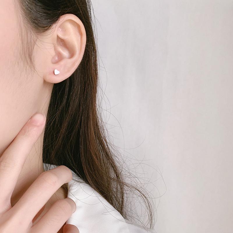 Tingxiang S925 Sterling Silver Double Heart Screw Stud Earrings - Light Luxury Design for Women
