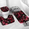 4Pcs Shower Curtain Set with Non-Slip Bath Mat, Toilet Lid Cover, Contour Rug & 12 Hooks, Bathroom