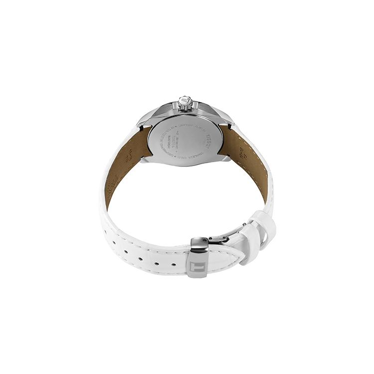 Tissot Kutu Collection Quartz Movement Women's Watch 32mm White Dial Stainless Steel Case Leather Strap T035.210.16.031.00