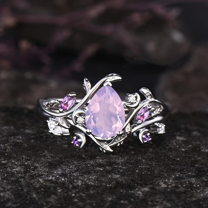 1 Fashionable and simple pink heart-shaped zirconia engagement and wedding ring 5