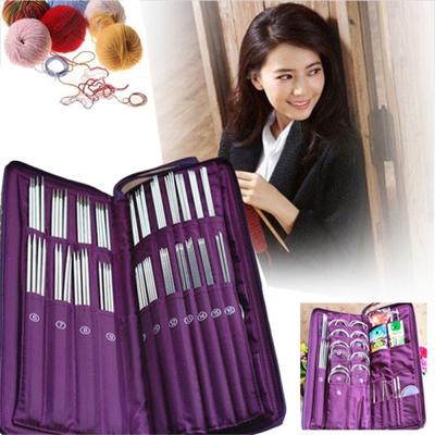 104-teiliges Set aus geraden Rundstricknadeln und Häkelnadeln aus Edelstahl mit Tasche, verschiedene Modelle