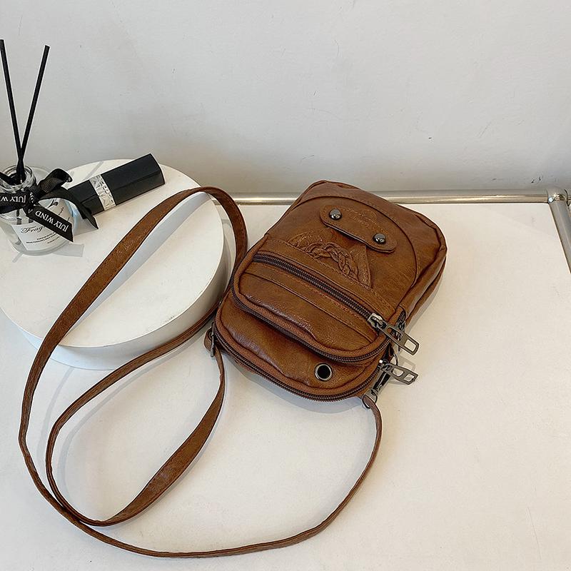 Multifunktionale kleine Umhängetasche aus weichem PU-Leder für Damen, Vintage-Designer, Handy-Geldbörse, kleine Umhängetasche für Damen