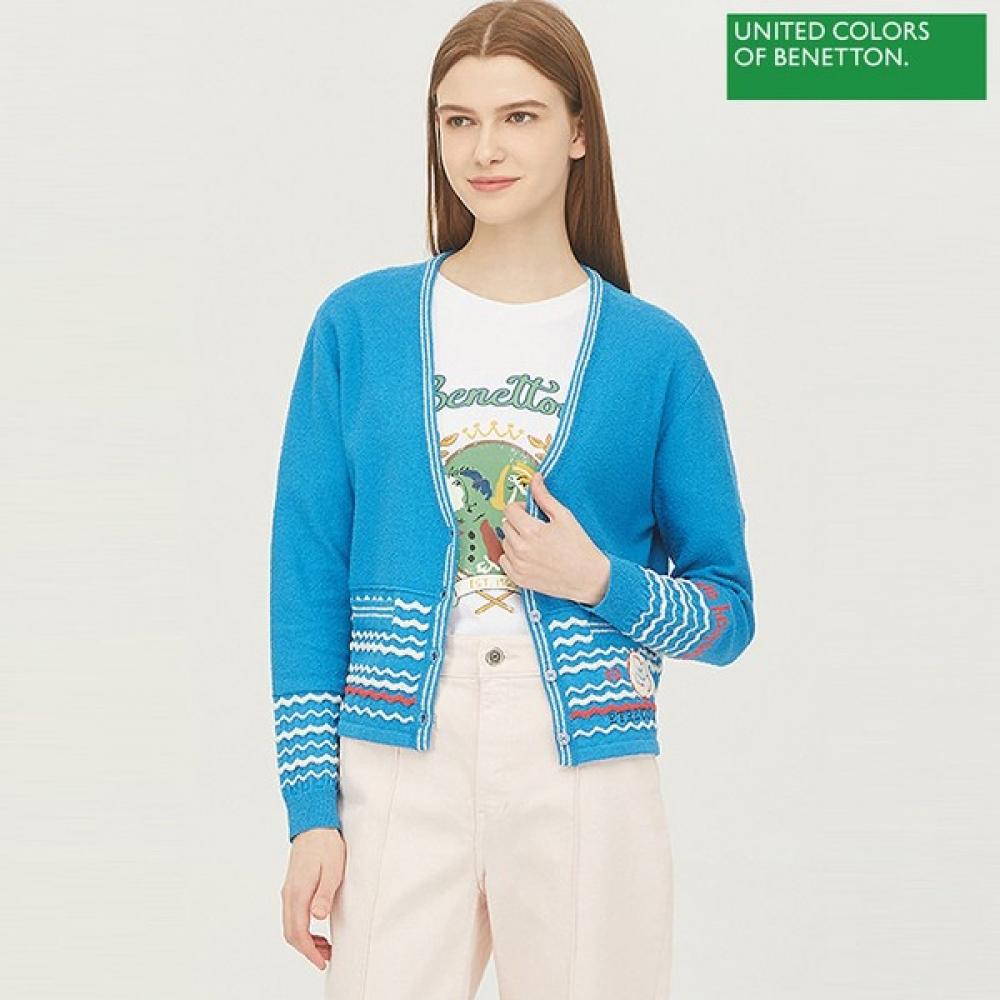 

Benetton Benetton Wave Stripe Knit Cardigan Bakc53331 Bl Blue/OS