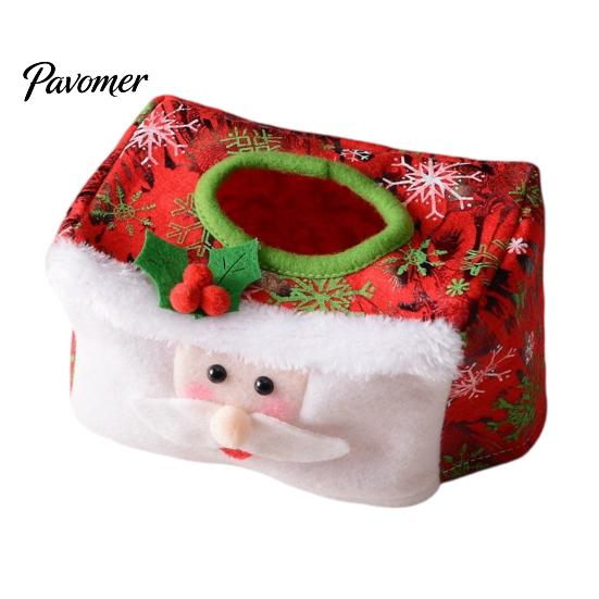 Holiday Desktop Organizer Christmas Tissue Box Cover, Santa Face Napkin Dispenser Sleeve, Non-Woven Fabric Festive Table Centerpiece Holder
