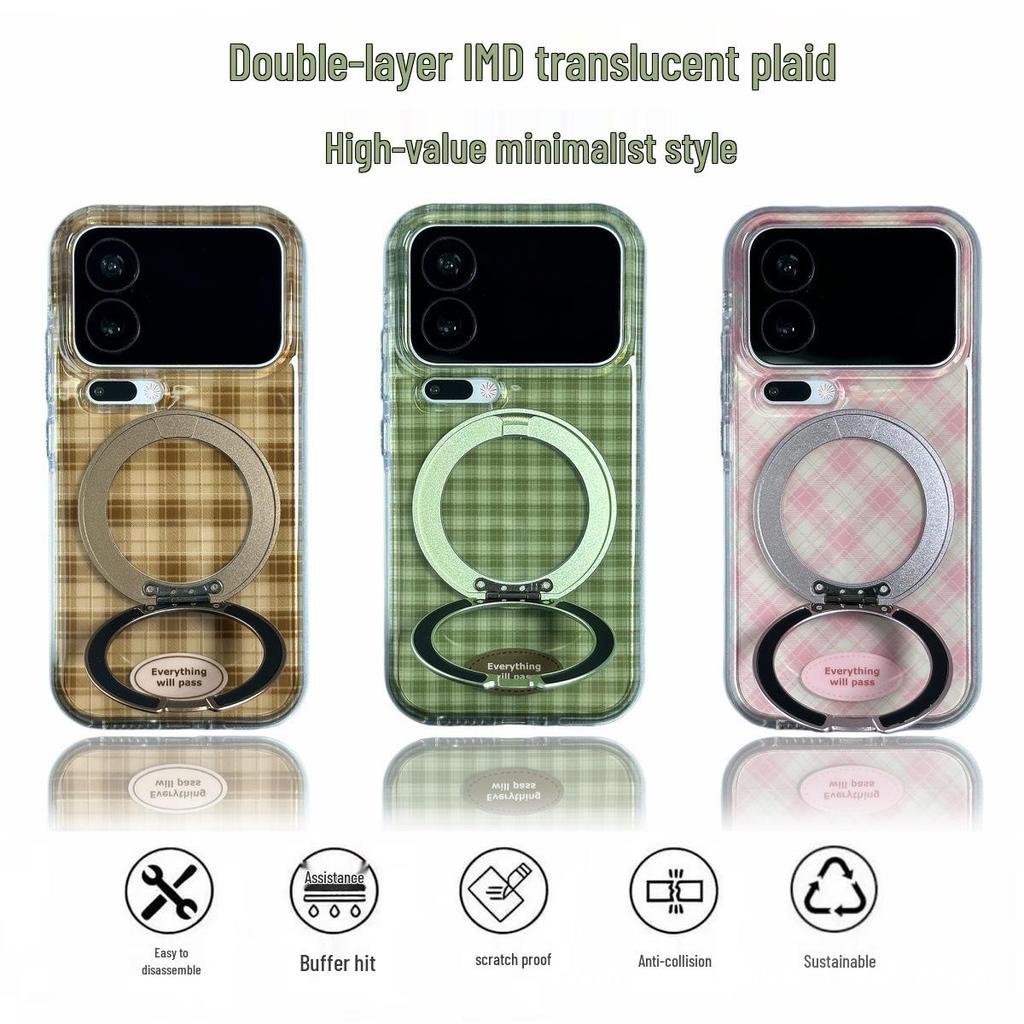 360° Rotating Double-Layer Drop-proof Plaid Case for Xiaomi 15/14/17PROMAX