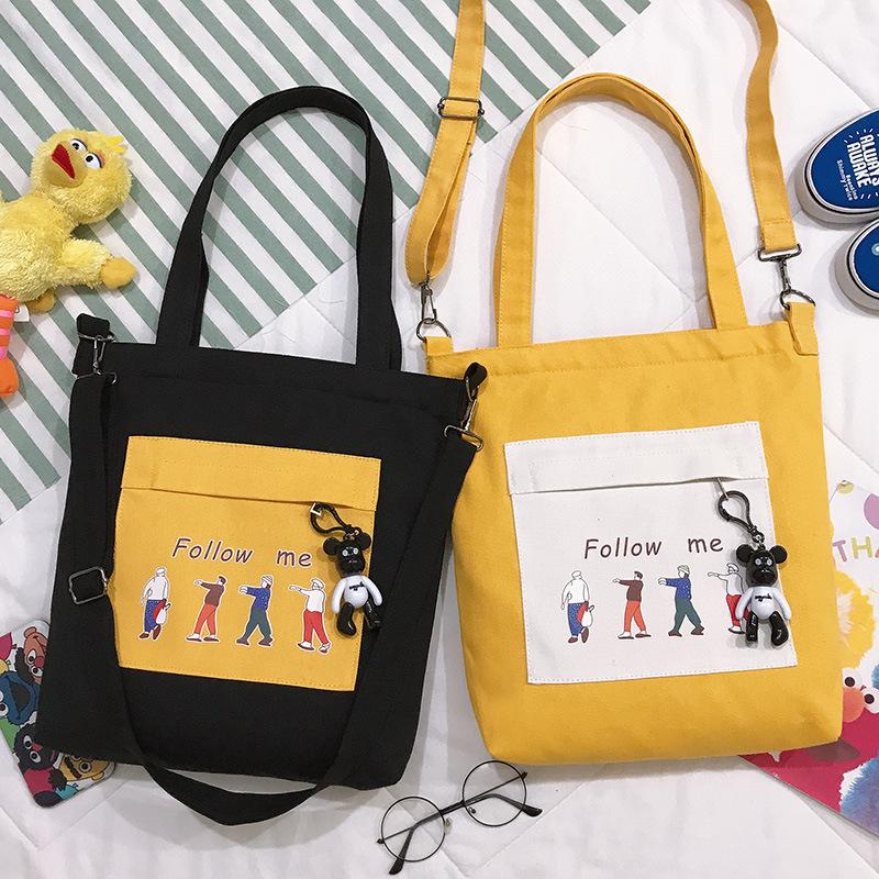 New canvas bag student shoulder bag college style shopping bag canvas bag women's shoulder bag