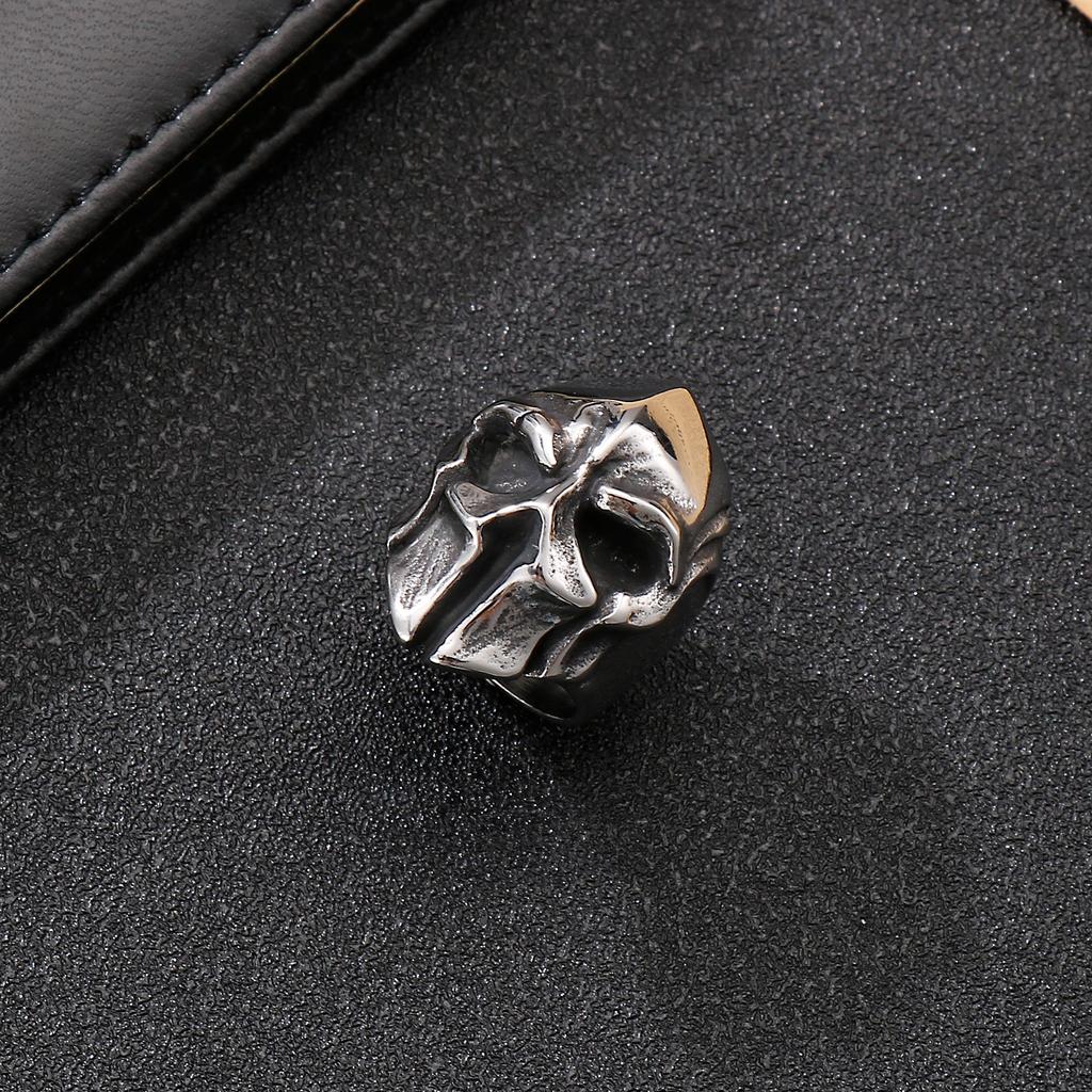 7-12# Vintage Stainless Steel Skull Silver Gold Color Ring Mens Skull Biker Rock Roll Gothic Punk Skull Mask Ring Jewelry Ring