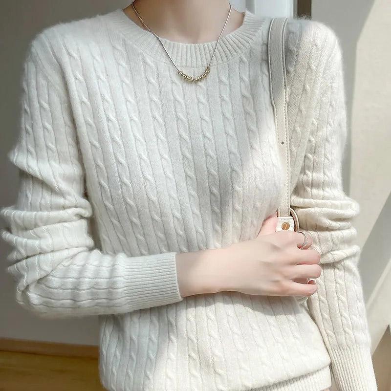 Pullover Frauen Herbst und Winter Warm Rundhals Strick Unten Hemd Lose Bequeme Pullover Top Pullover