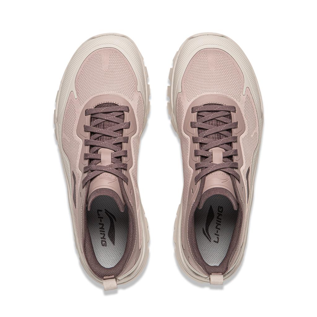 Li Ning Sandstone Sports Comfortable Shock Absorbing Wear Resistant Low Top Lifestyle Casual Shoes Women casual shoes Gray Pink AGCW114-4