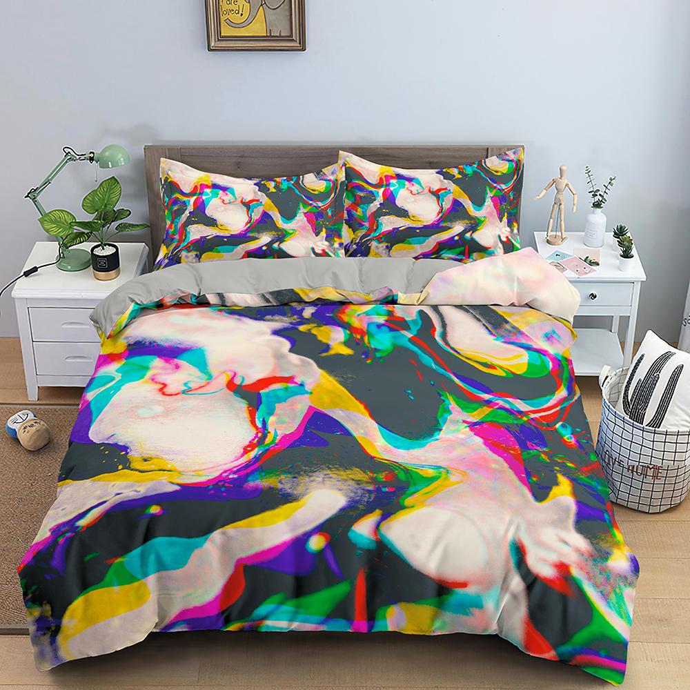 Abstract Duvet Cover Set King Microfiber Blue Psychedelic Bedding Set 2/3 Pcs Queen Size Warped Space Theme Twin Comforter Cover